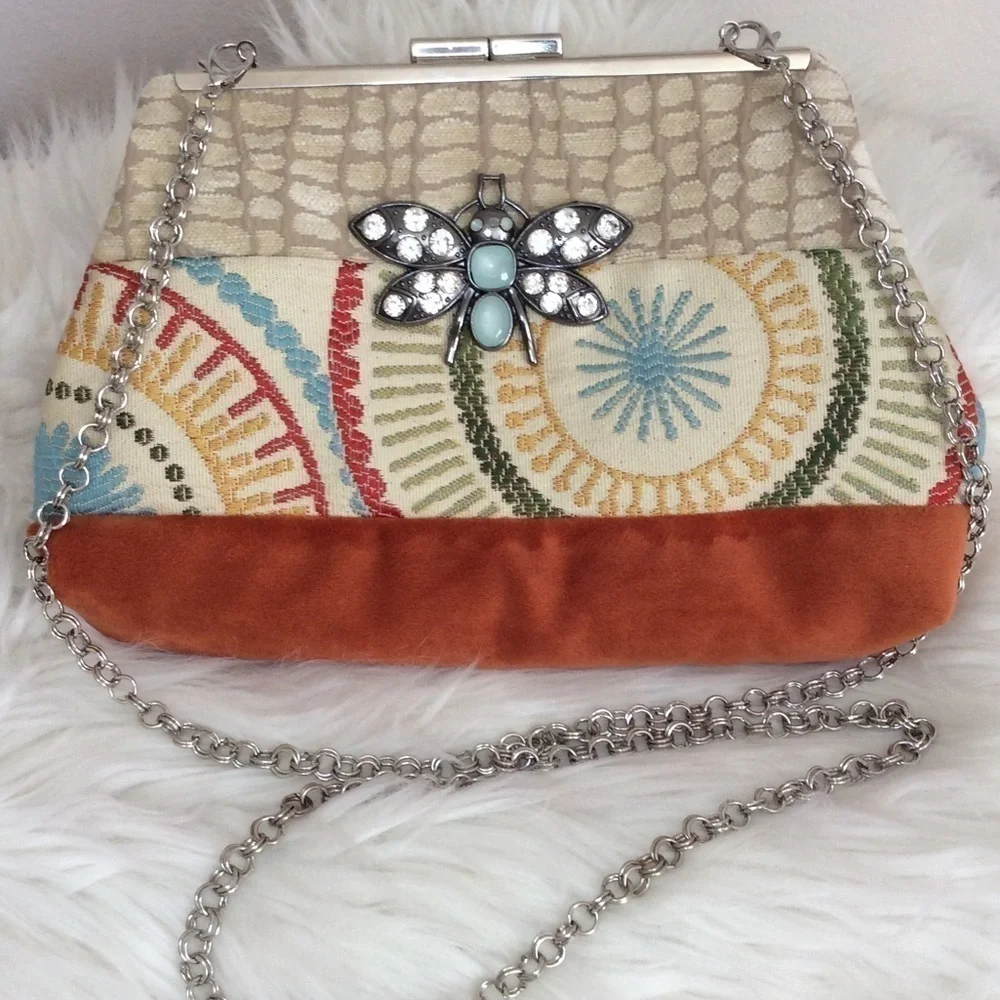 NWT Boho Fly Designs Fabric Clutch